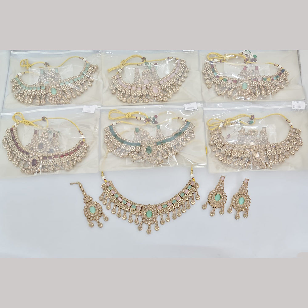Rajwadi Collection Luxury Crystal Stone And Pearl Designer Necklace Set