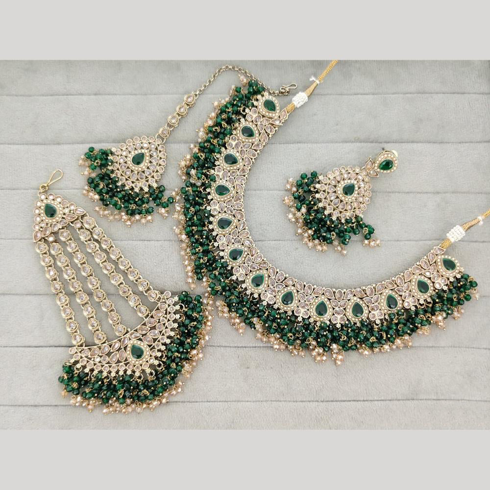 Rajwadi Collection Luxury Crystal Stone And Pearl Designer Necklace Set