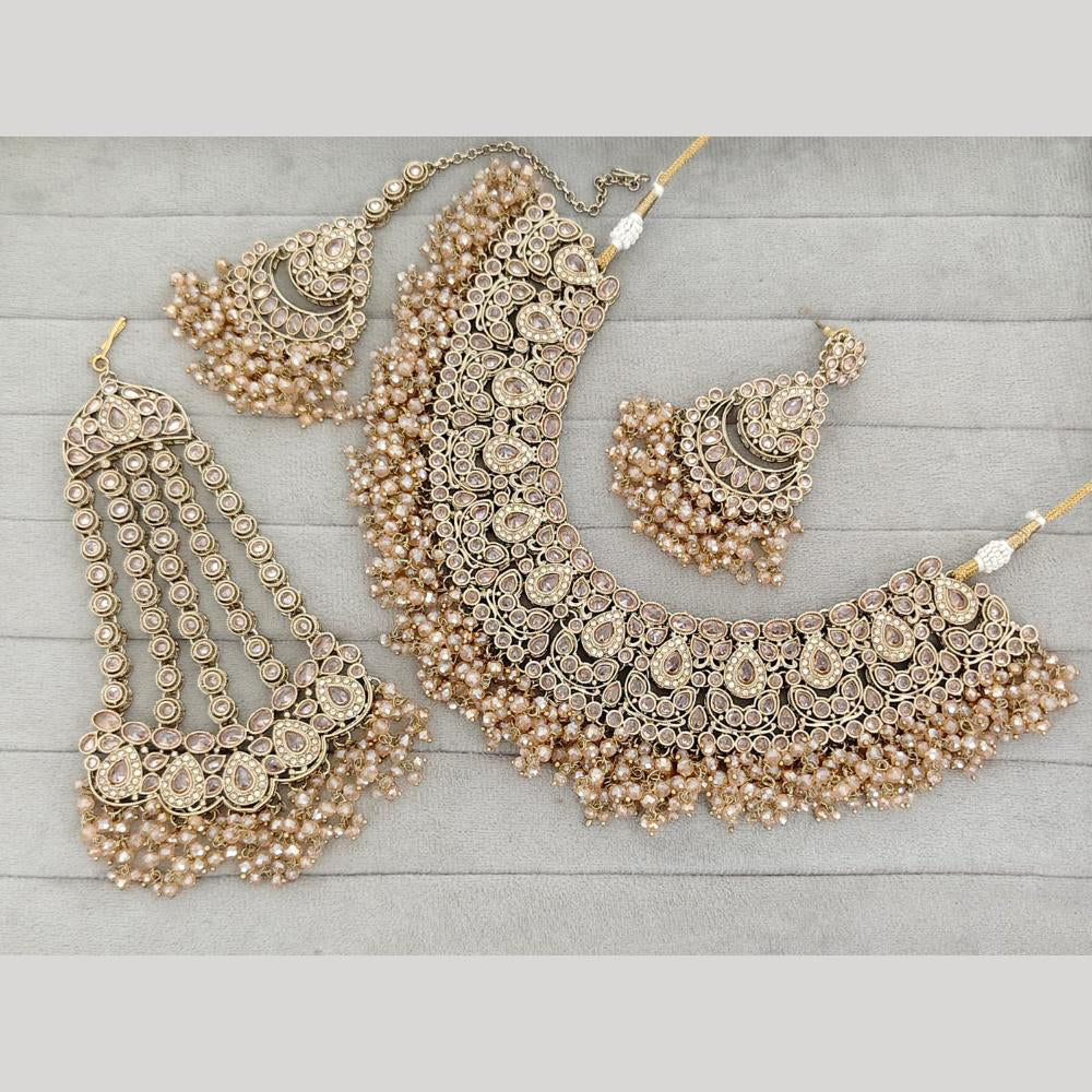 Rajwadi Collection Luxury Crystal Stone And Pearl Designer Necklace Set