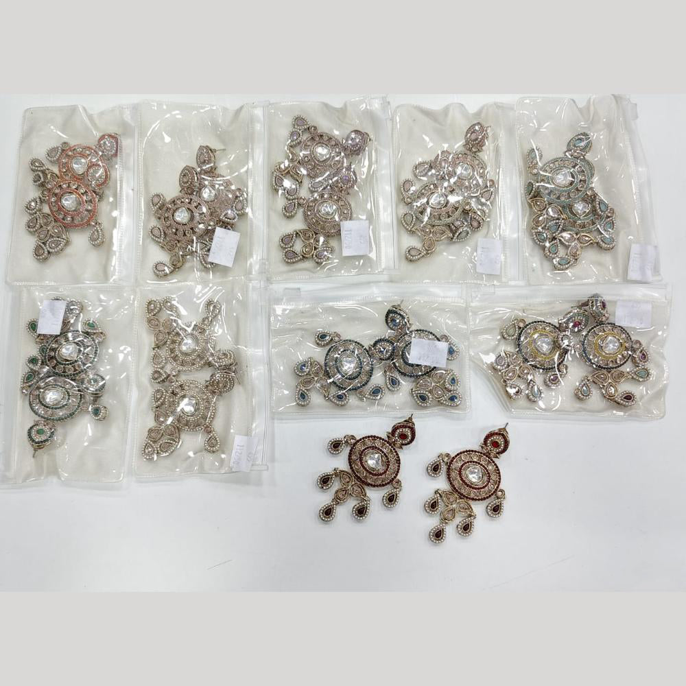 Rajwadi Collection Elegant Crystal Stone And Pearl Dangler Earrings