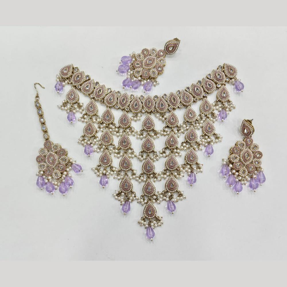 Rajwadi Collection Luxury Crystal Stone And Pearl Designer Necklace Set