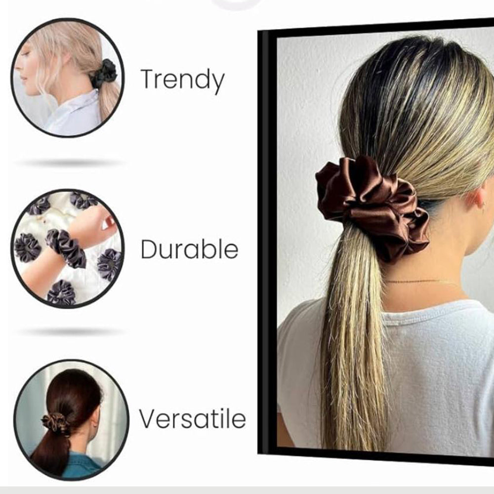 VF Collection Premium Quality Satin Silk Scrunchie (10 Color 50 Piece Set)