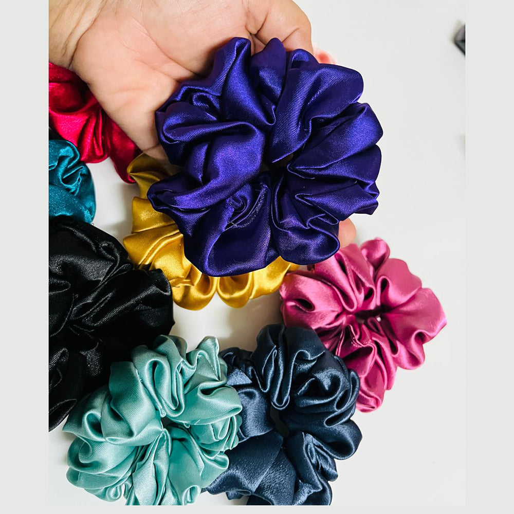 VF Collection Premium Quality Satin Silk Scrunchie (10 Color 50 Piece Set)