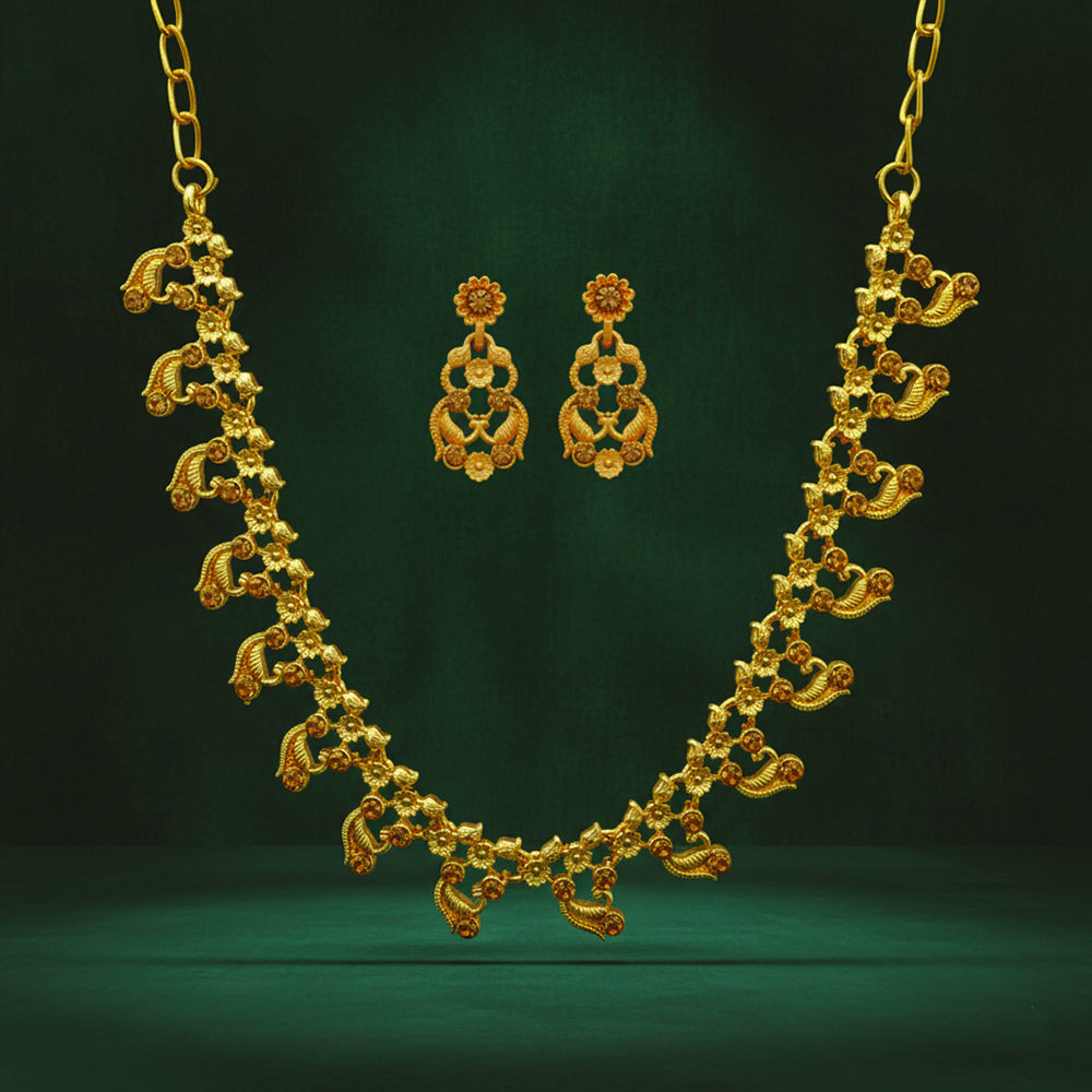 Urthn Gold Plated Elegant Austrian Stone Necklace set(Pack of 3)