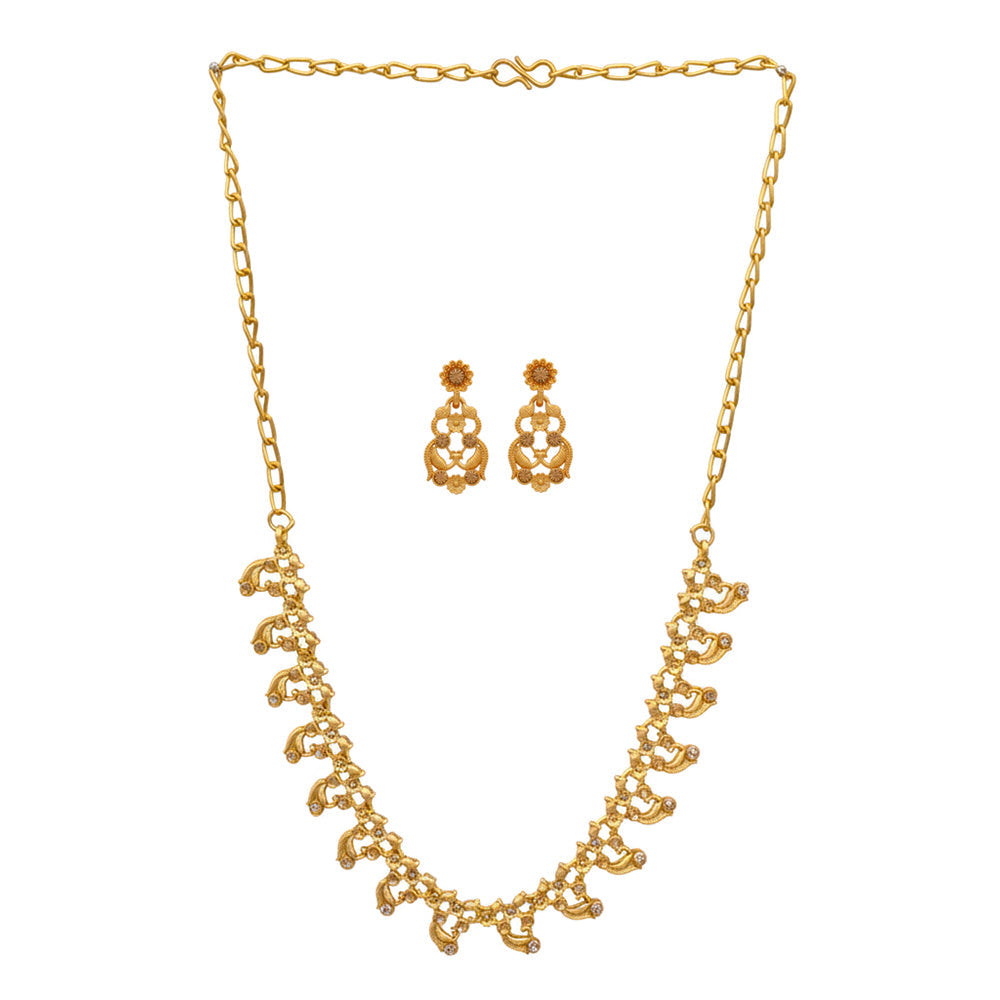 Urthn Gold Plated Elegant Austrian Stone Necklace set(Pack of 3)