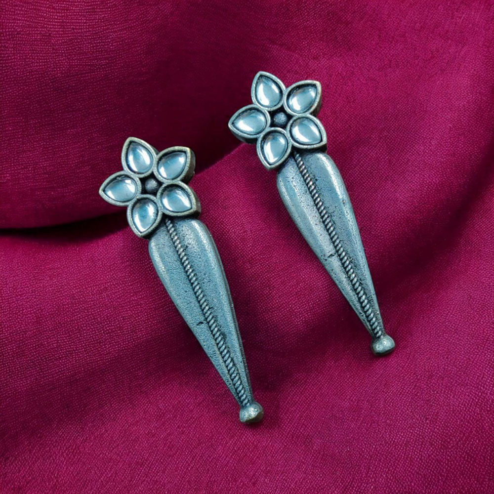 Maharani Jewels Oxidised Plated Pota Stone Dangler Earrings