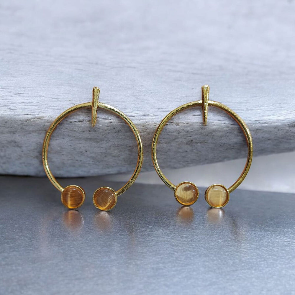 Maharani Jewels Gold Plated Pota Stone Dangler Earrings