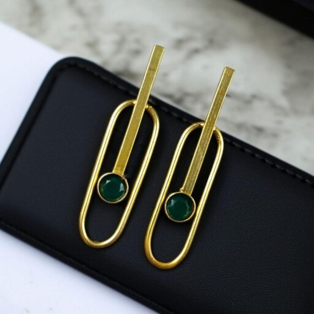 Maharani Jewels Gold Plated Pota Stone Dangler Earrings