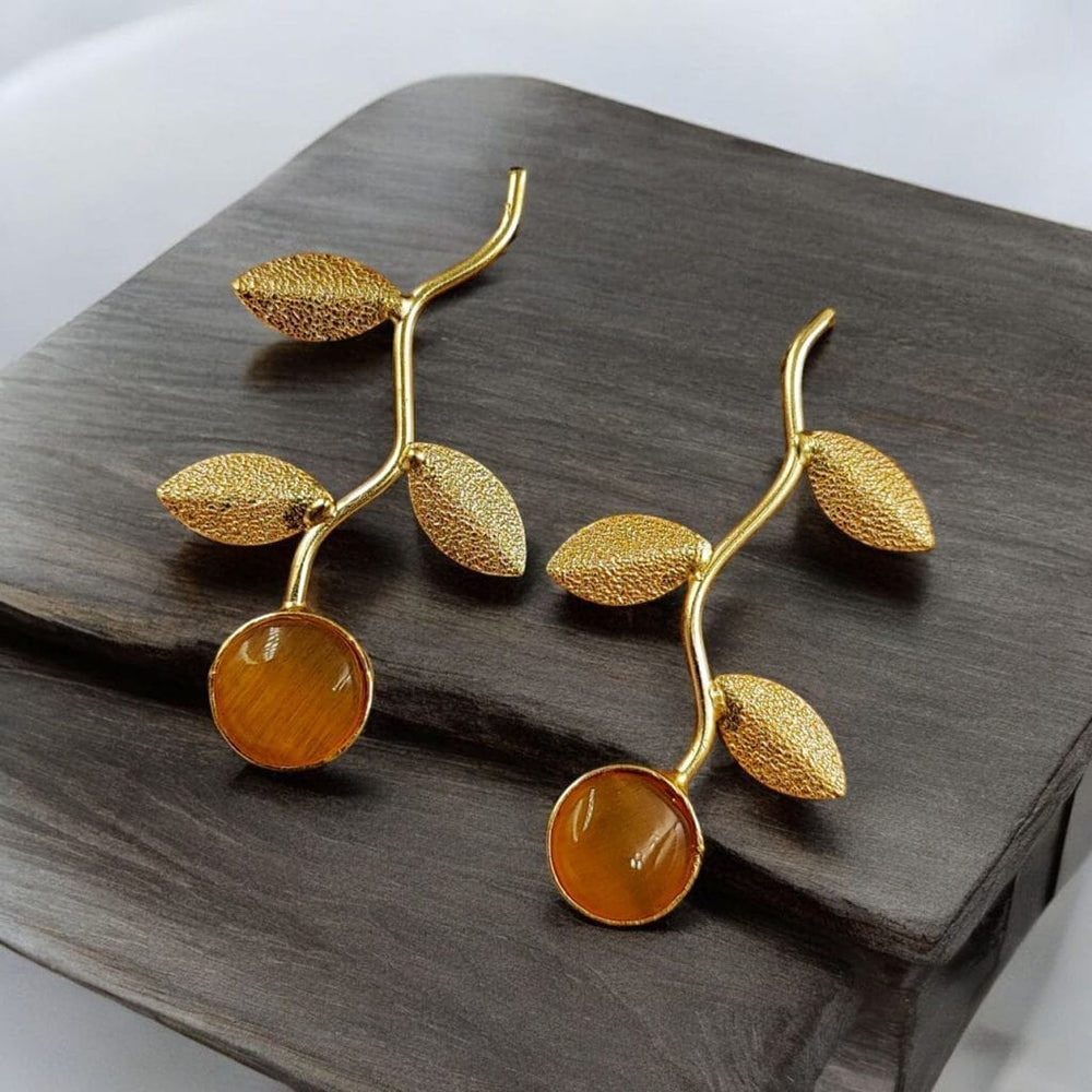 Maharani Jewels Gold Plated Pota Stone Traditional Dangler Earrings