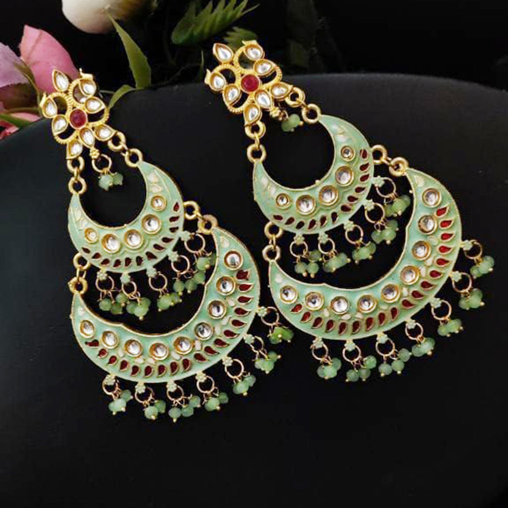 Maharani Jewels Gold Plated Kundan And Meenakari Dangler Earrings