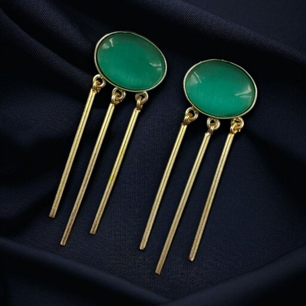 Maharani Jewels Gold Plated Pota Stone Dangler Earrings