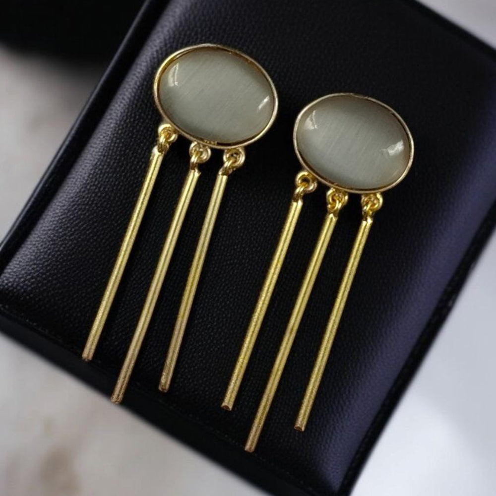 Maharani Jewels Gold Plated Pota Stone Dangler Earrings