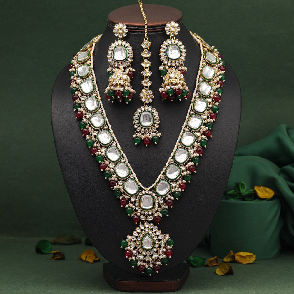 Maharani Jewels Gold Plated Kundan And Pearl Long Necklace Set