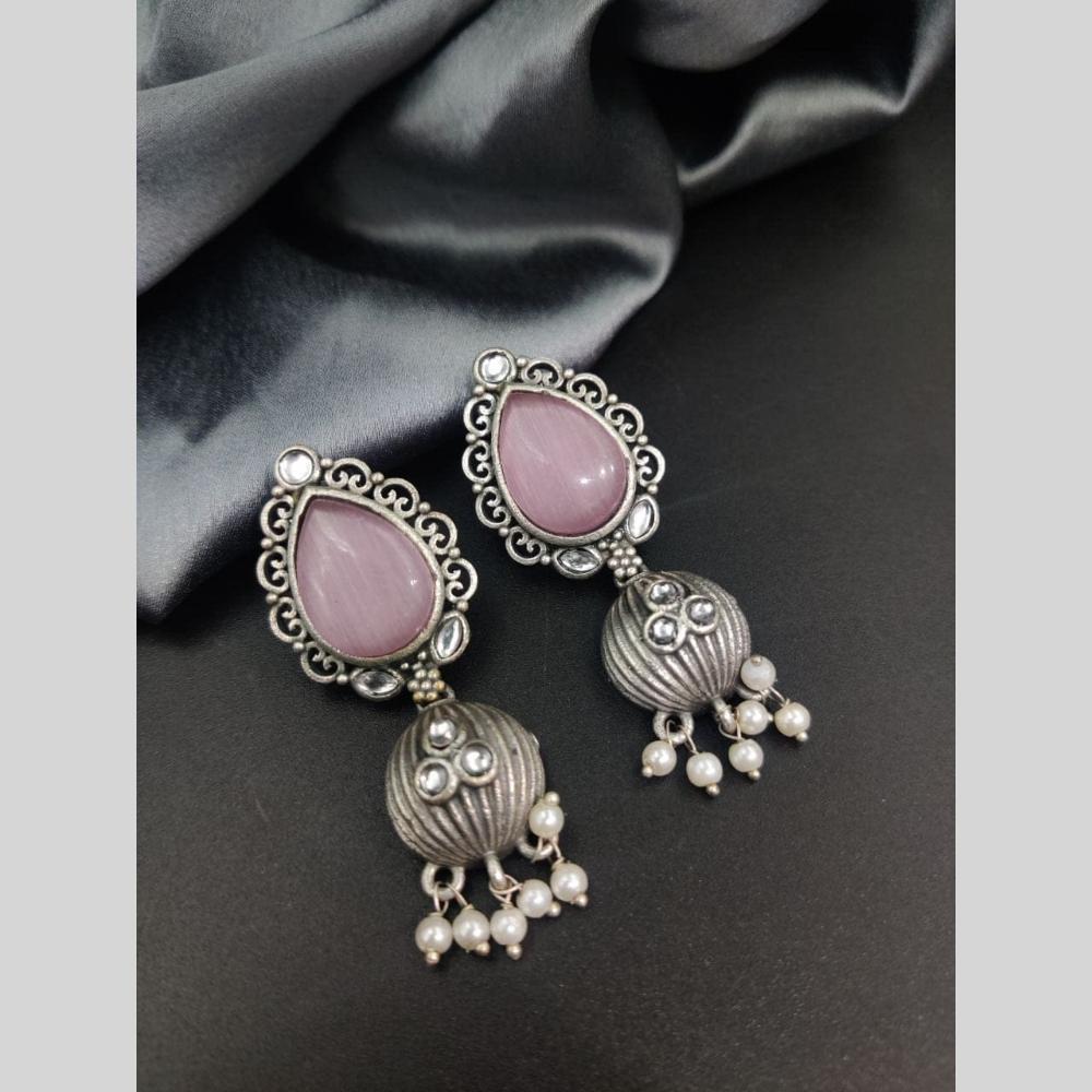 Maharani Jewels Rhodium Plated Pearl Jhumki Earrings