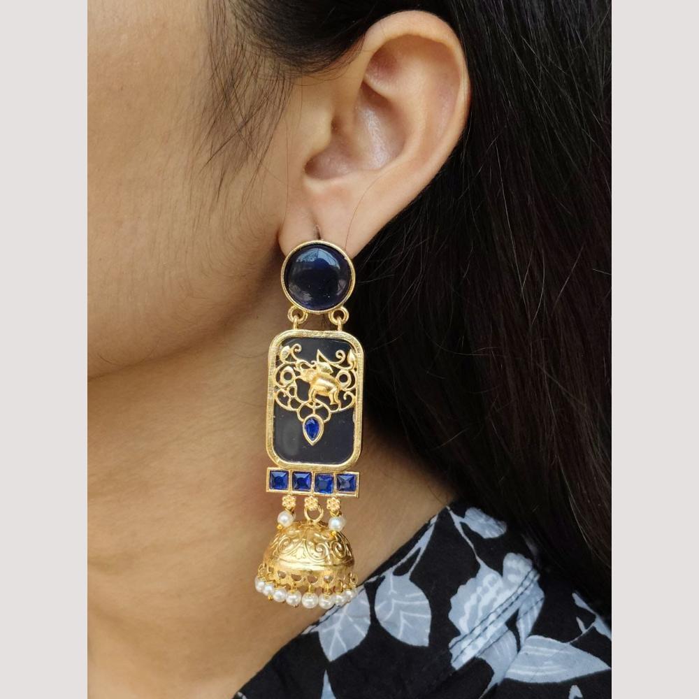 Maharani Jewels Classic Pota Stone Pearl Jhumki Earrings