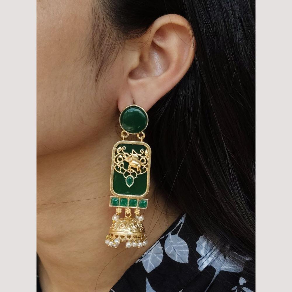 Maharani Jewels Classic Pota Stone Pearl Jhumki Earrings