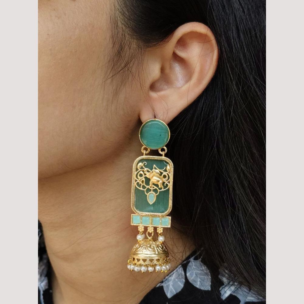 Maharani Jewels Classic Pota Stone Pearl Jhumki Earrings