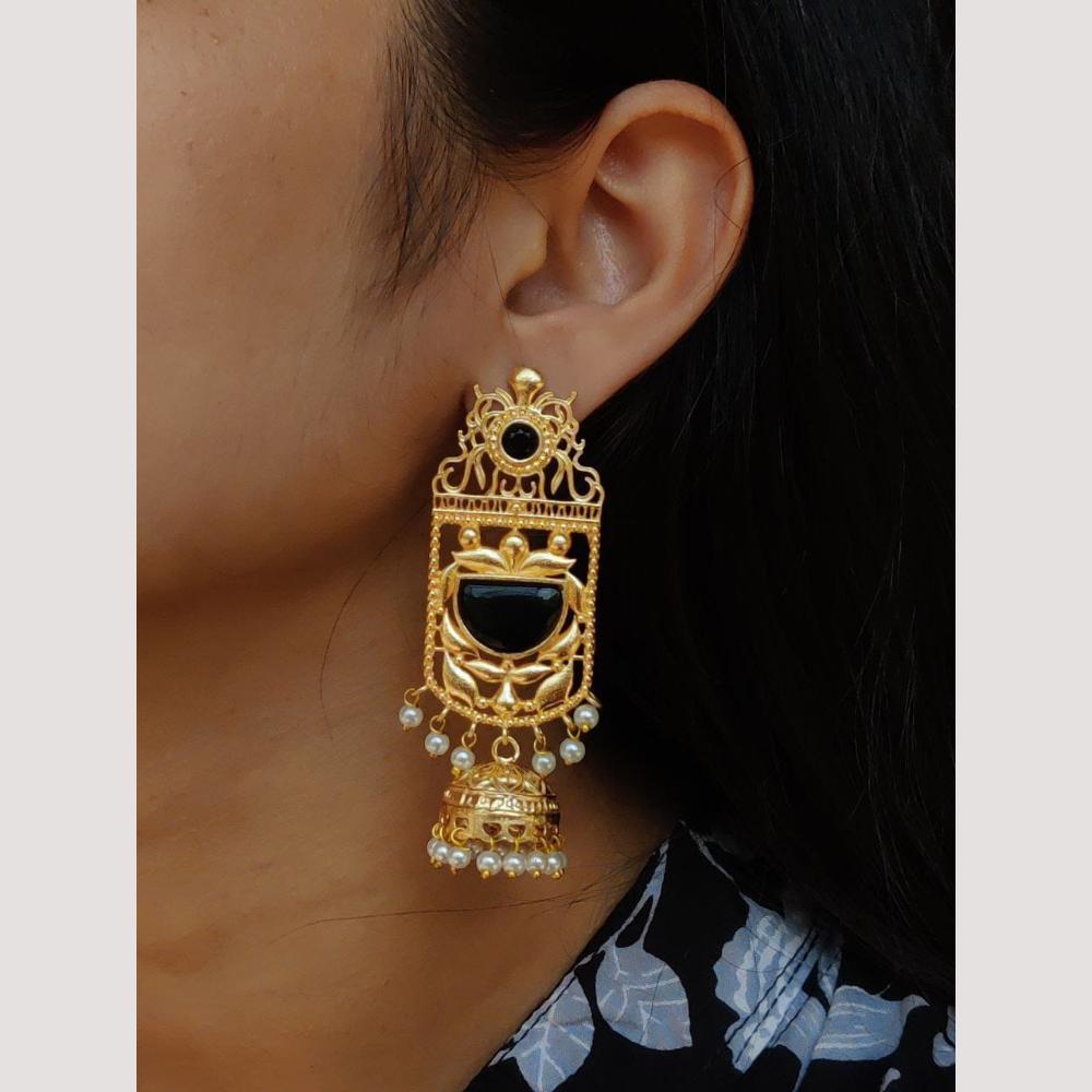 Maharani Jewels Classic Pota Stone Pearl Jhumki Earrings