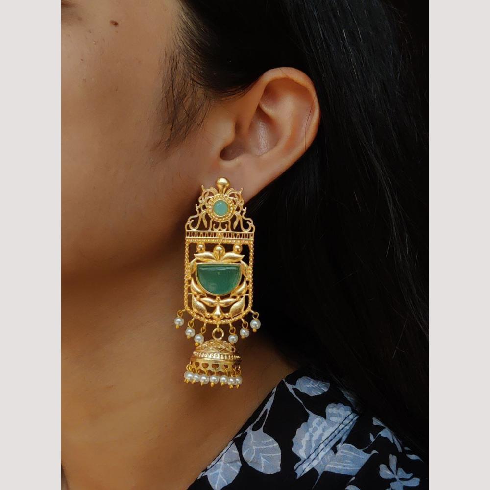 Maharani Jewels Classic Pota Stone Pearl Jhumki Earrings