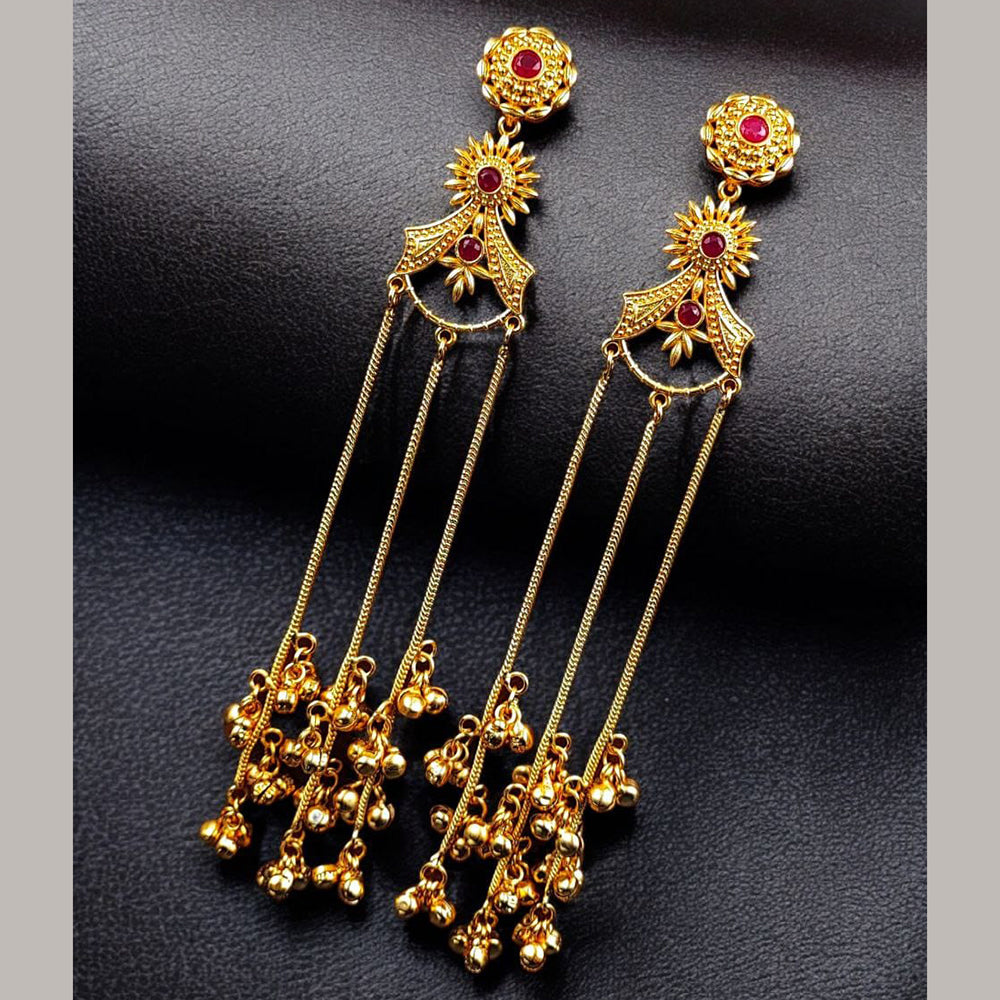 Maharani Jewels Regal Pota Stone And Pearl Ethnic Kashmiri Dangler Earrings