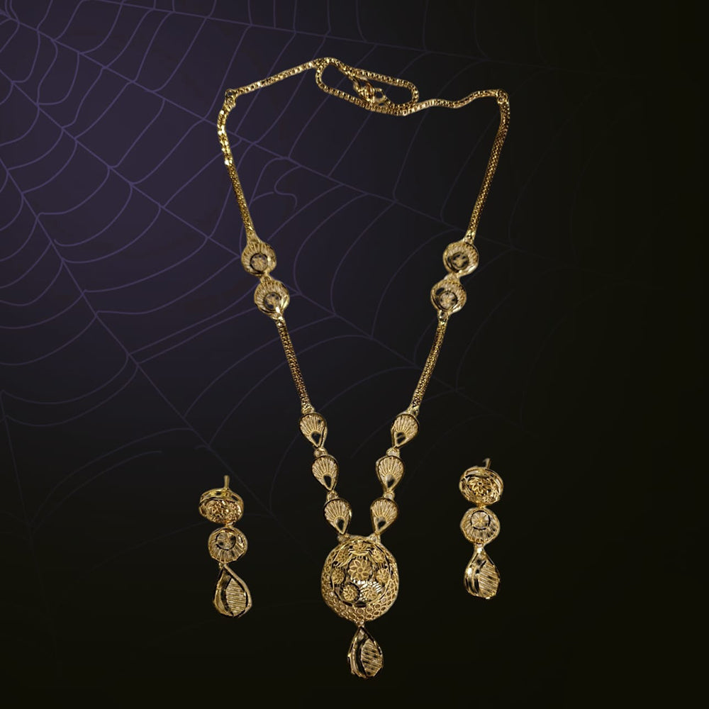 Nakoda Jewels Brass Copper Gold Plated Chain Pendant Set