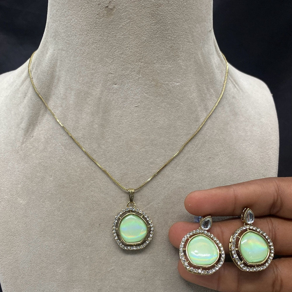 Royal Kundan Jewellery Gold Plated Austrian Stone Chain Pendent Set