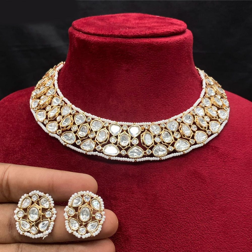 Royal Kundan Jewellery Gold Plated Polki Kundan Necklace Set