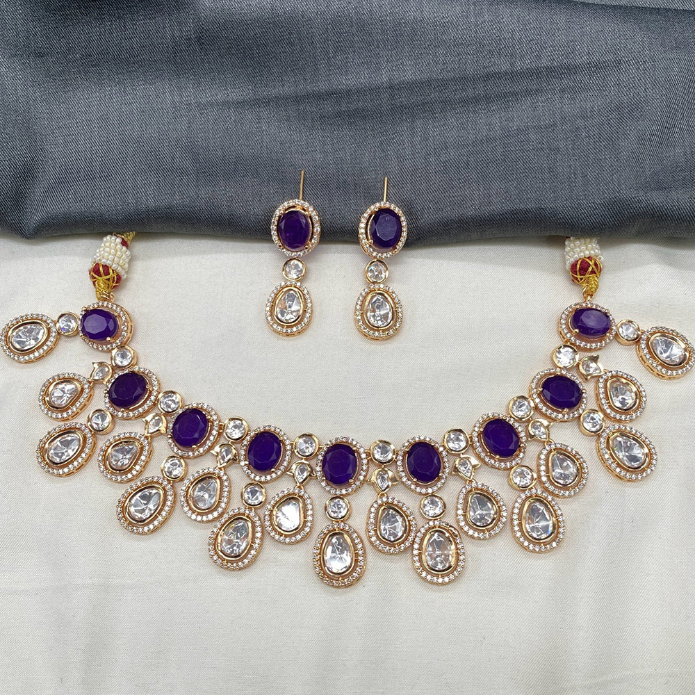Royal Kundan Jewellery Gold Plated Polki Kundan Necklace Set