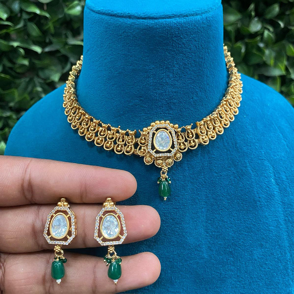 Royal Kundan Jewellery Gold Plated Polki Kundan Necklace Set