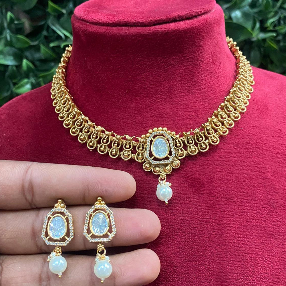 Royal Kundan Jewellery Gold Plated Polki Kundan Necklace Set