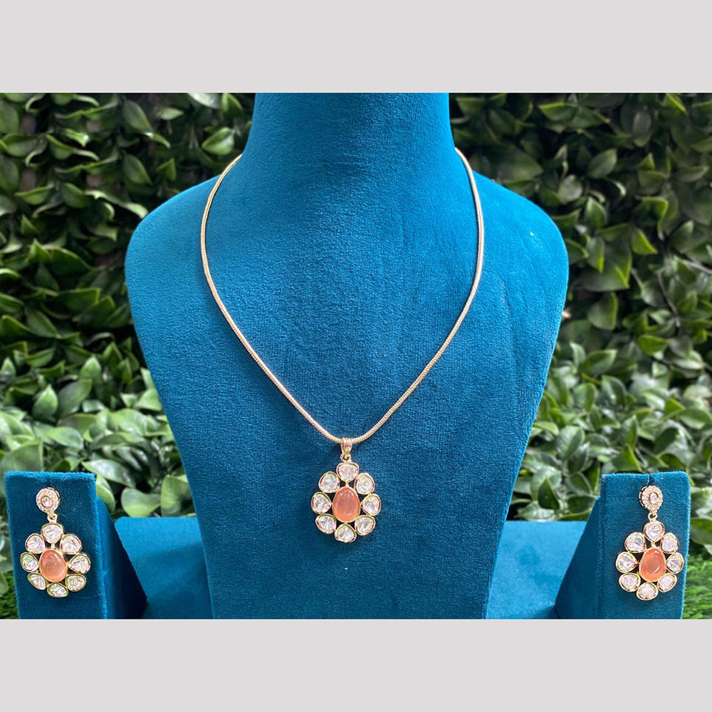 Royal Kundan Jewellery Gold Plated Polki Kundan Stone Chain Pendent Set