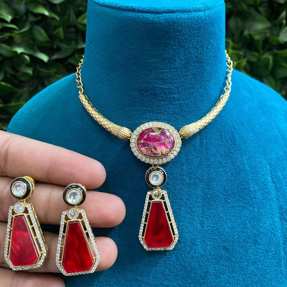 Darshana Jewels Gold Plated Austrian Stone Necklace Set