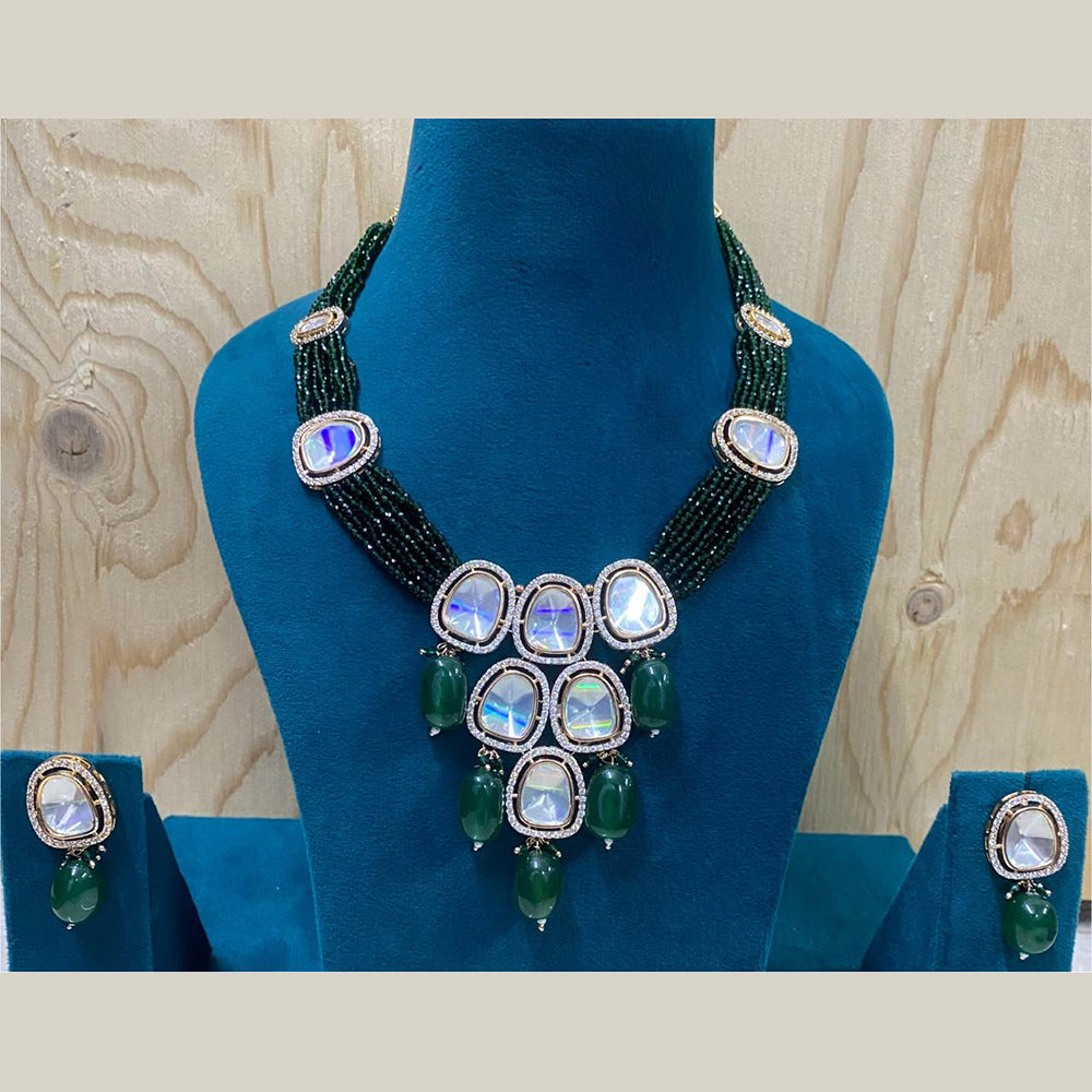 Royal Kundan Jewellery Gold Plated Polki Kundan And Beads Necklace Set