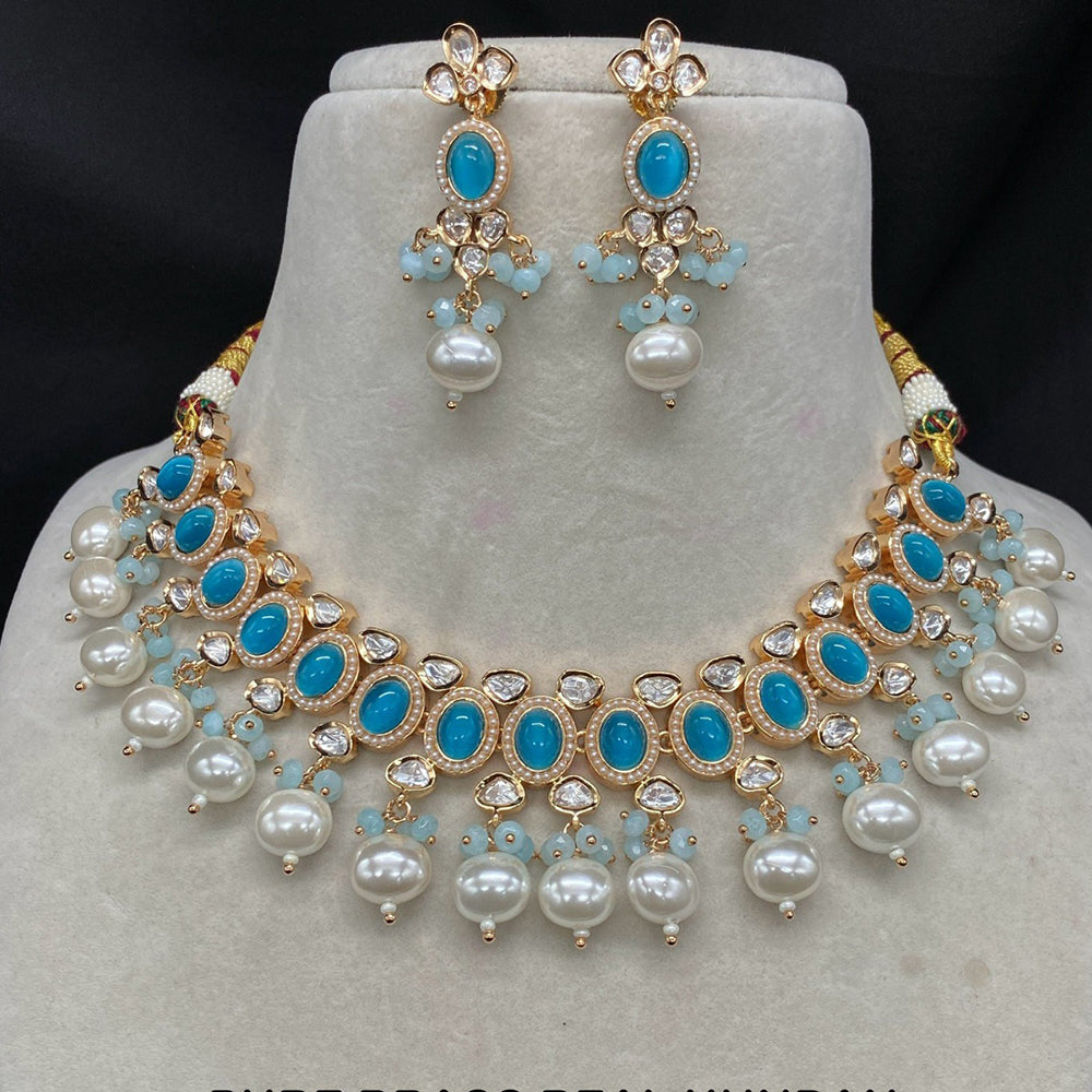Royal Kundan Jewellery Gold Plated Polki Kundan And Beads Necklace Set