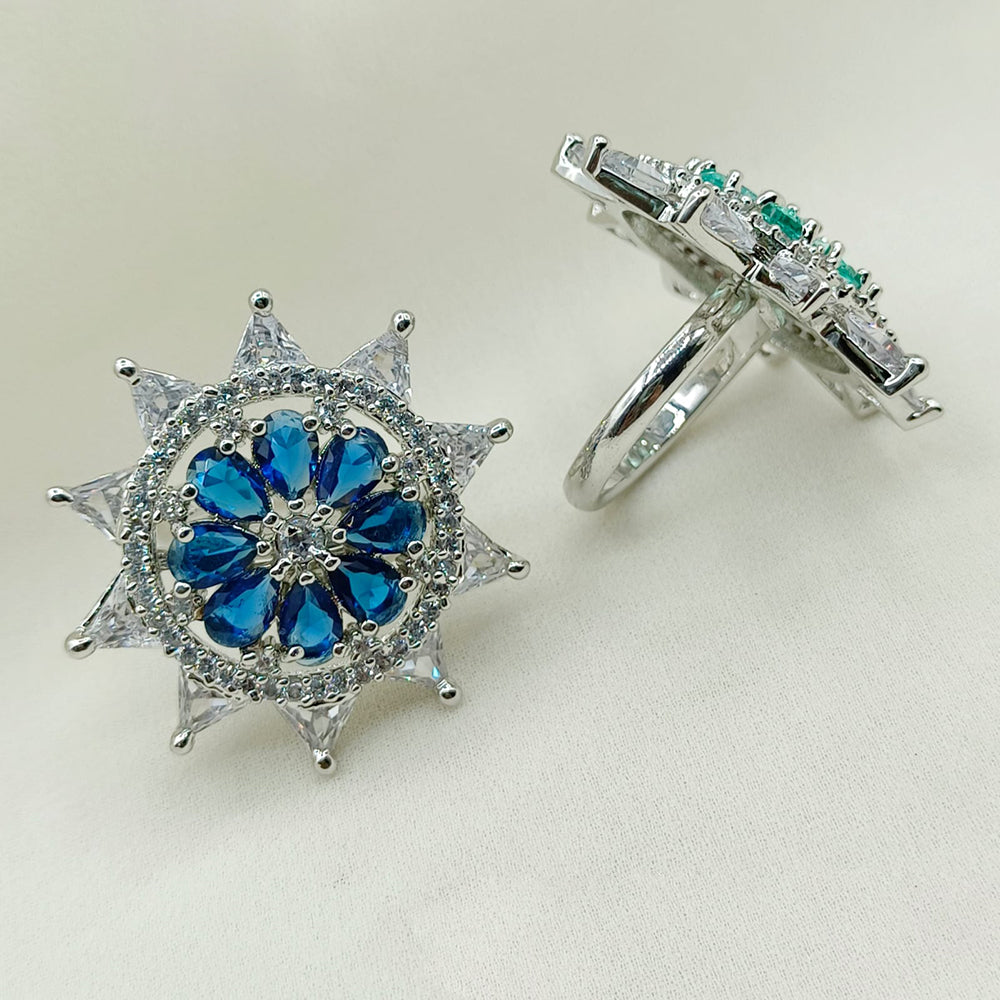 Royal Kundan Jewellery Silver Plated AD Stone Finger Ring