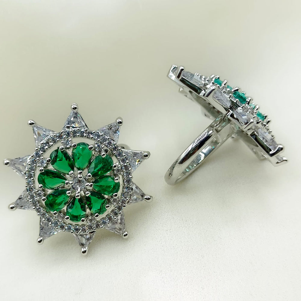 Royal Kundan Jewellery Silver Plated AD Stone Finger Ring