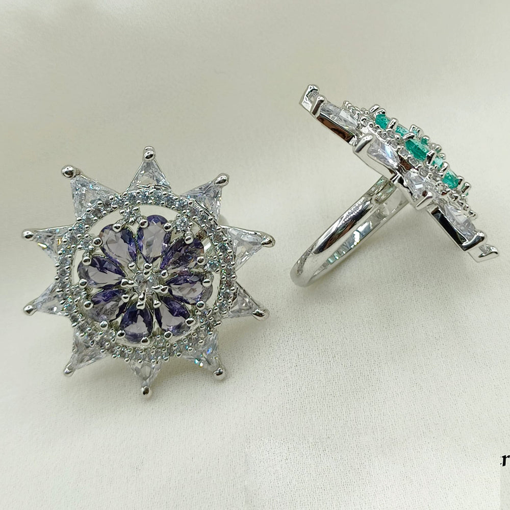 Royal Kundan Jewellery Silver Plated AD Stone Finger Ring