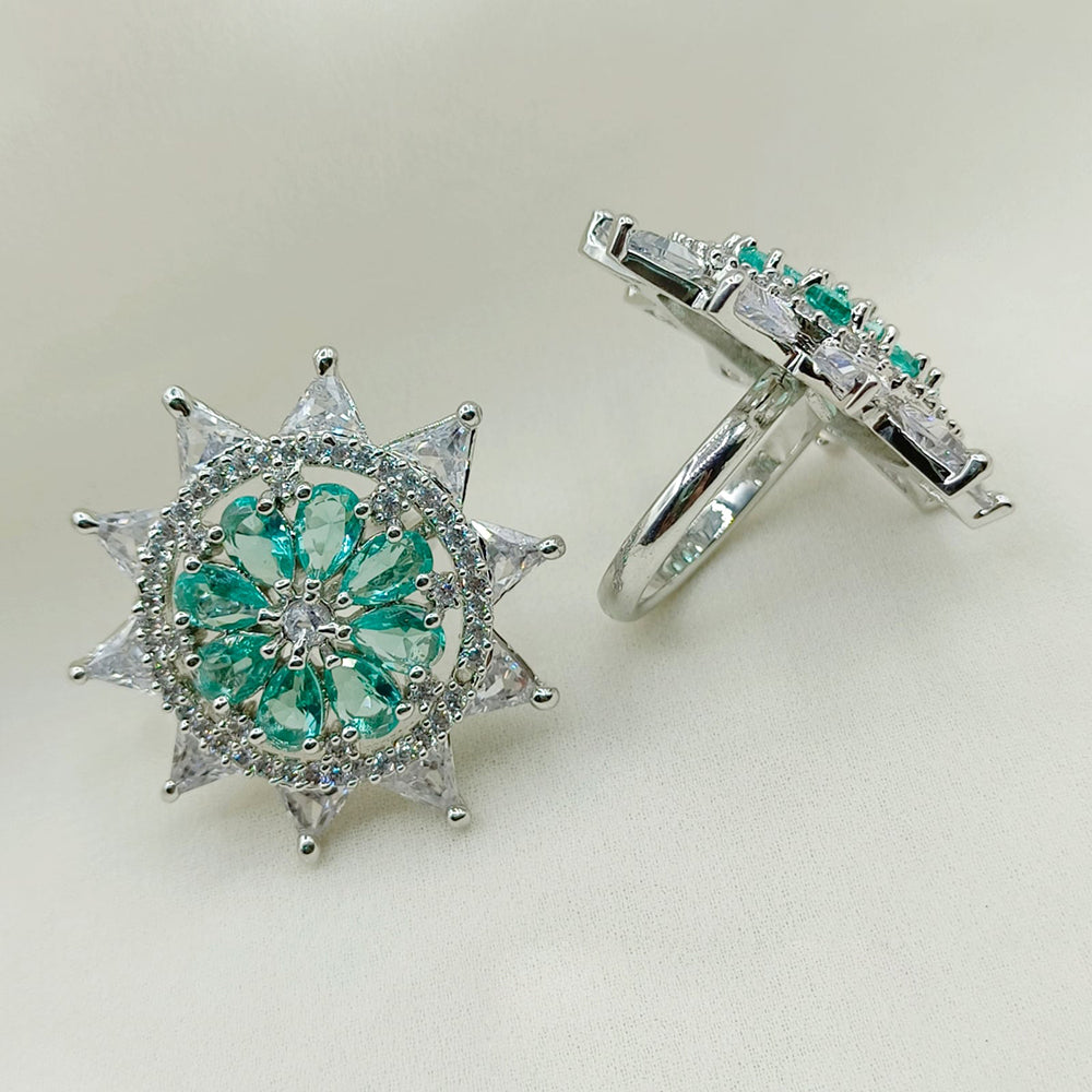 Royal Kundan Jewellery Silver Plated AD Stone Finger Ring