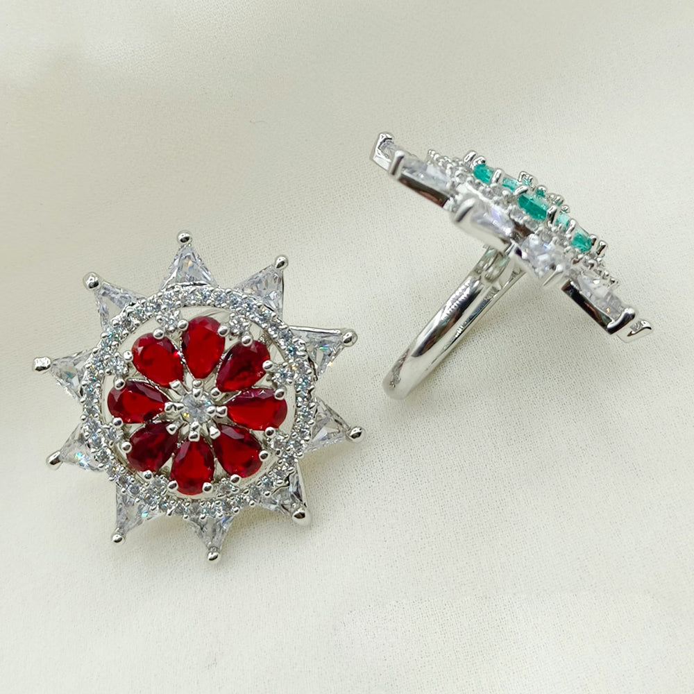 Royal Kundan Jewellery Silver Plated AD Stone Finger Ring