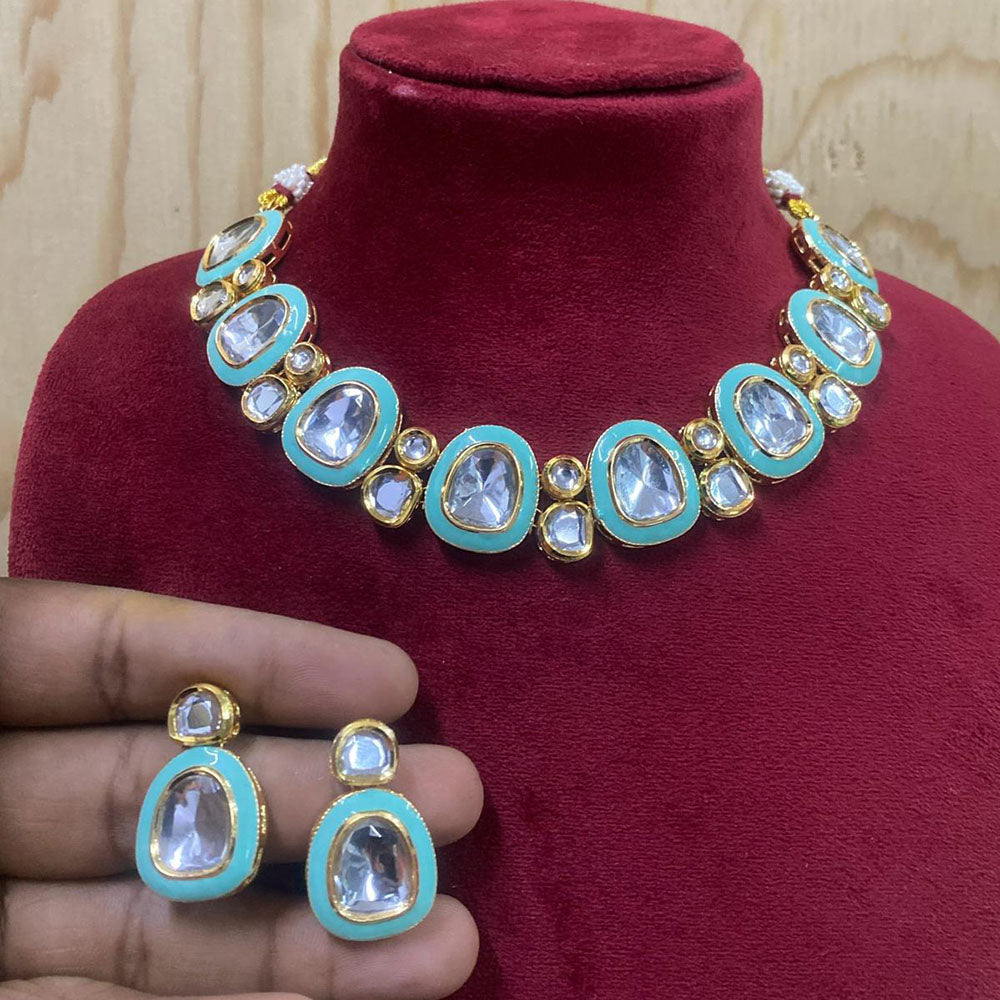 Royal Kundan Jewellery Gold Plated Crystal Stone Necklace Set