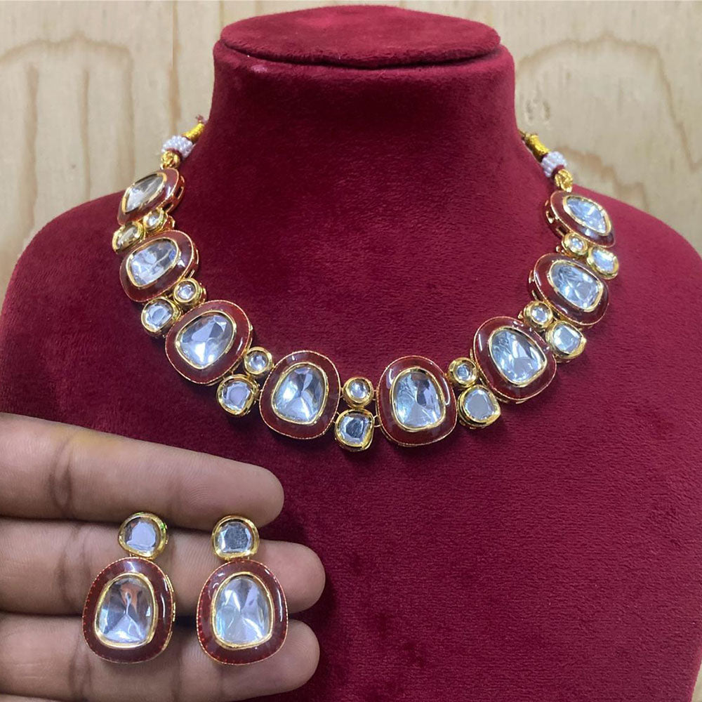 Royal Kundan Jewellery Gold Plated Crystal Stone Necklace Set
