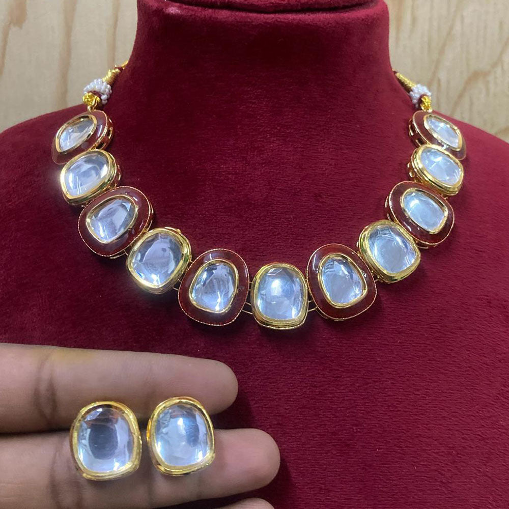 Royal Kundan Jewellery Gold Plated Crystal Stone Necklace Set
