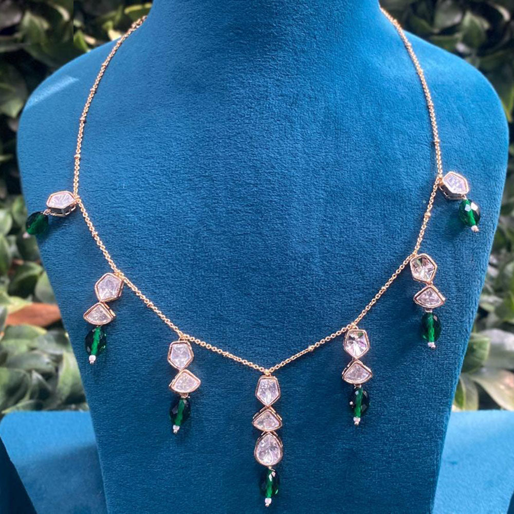 Royal Kundan Jewellery Gold Plated Polki Kundan And Beads Necklace Set