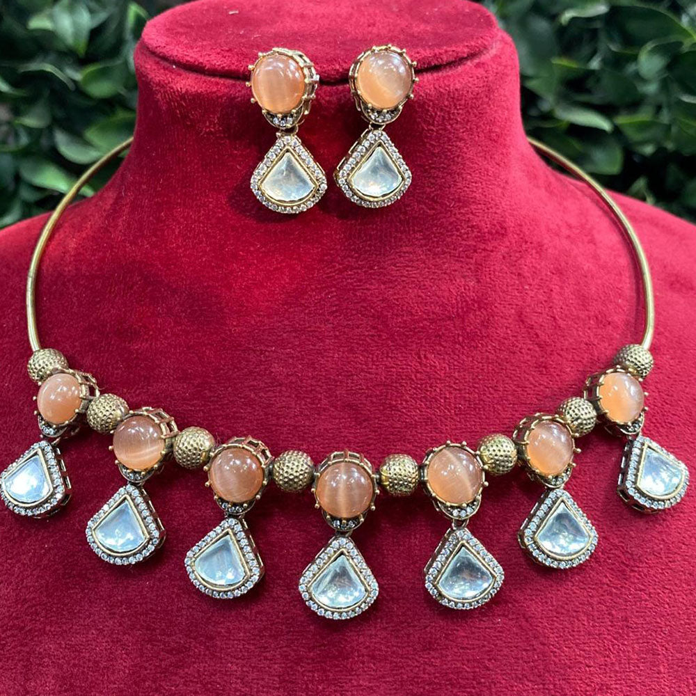 Royal Kundan Jewellery Gold Plated Crystal Stone Necklace Set