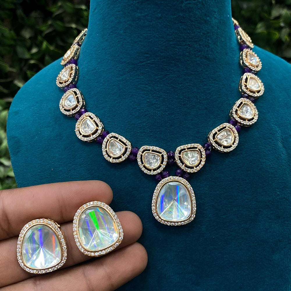 Royal Kundan Jewellery Gold Plated Polki Kundan Necklace Set