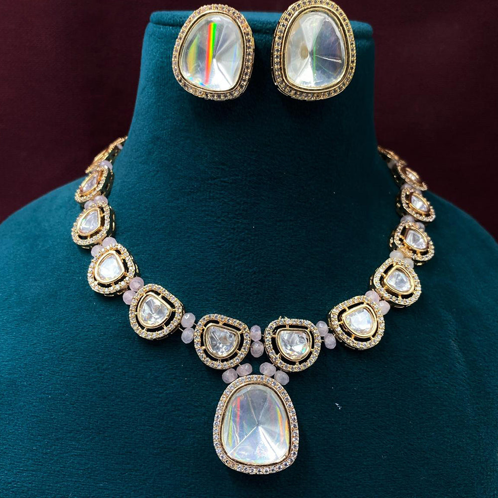 Royal Kundan Jewellery Gold Plated Polki Kundan Necklace Set