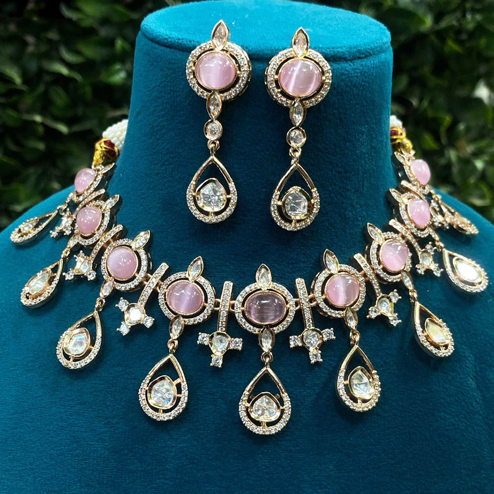 Royal Kundan Jewellery Gold Plated Polki Kundan Choker Necklace Set