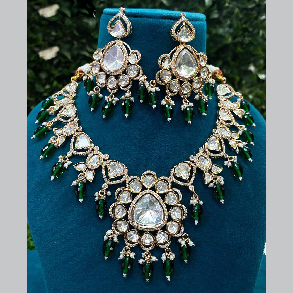Royal Kundan Jewellery Gold Plated Polki Kundan And Beads Necklace Set
