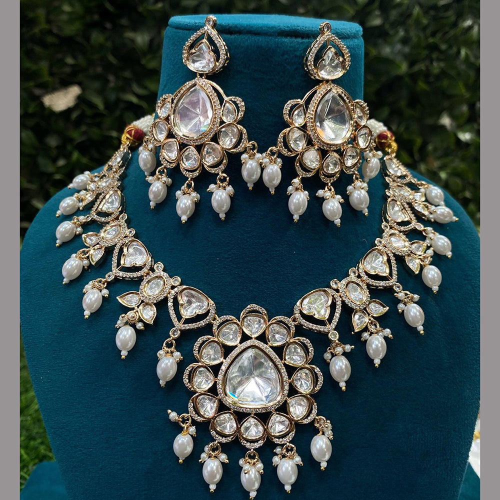 Royal Kundan Jewellery Gold Plated Polki Kundan And Beads Necklace Set
