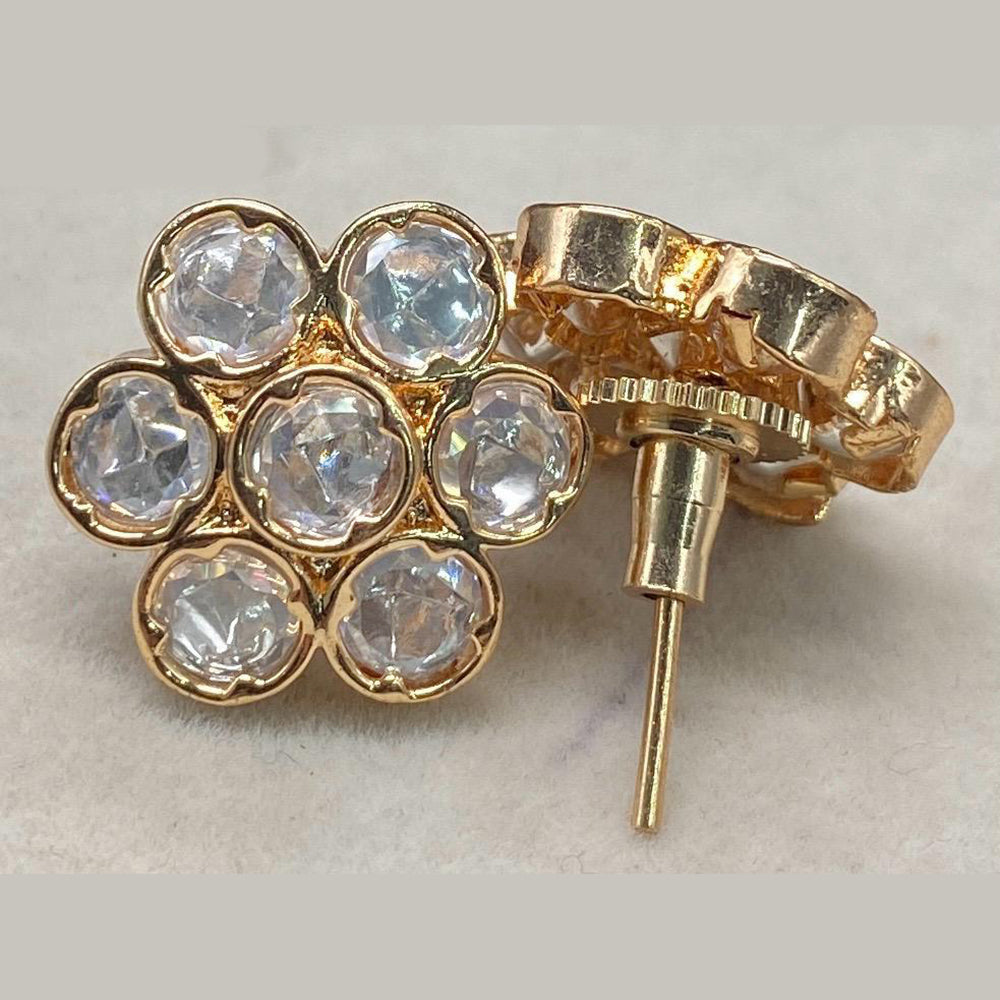 Royal Kundan Jewellery Gold Plated Polki Kundan Stud Earrings